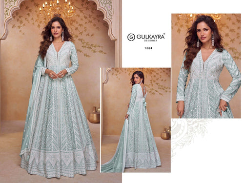 Gulkayra Floral 7684 Pure Chinon Embroidery Gown
