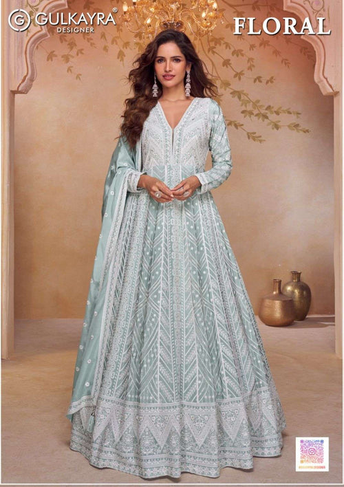 Gulkayra Floral 7684 Pure Chinon Embroidery Gown