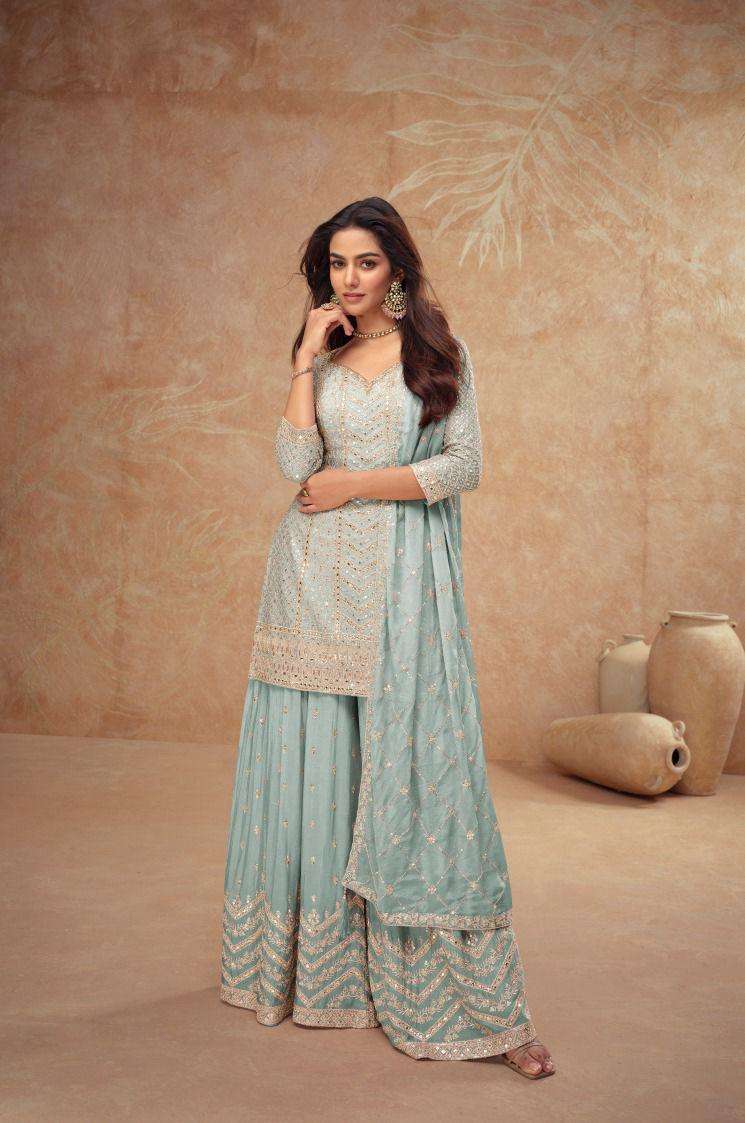 Gulkayra Palak Vol 4 Chinon Embroidered Sharara Suit Set