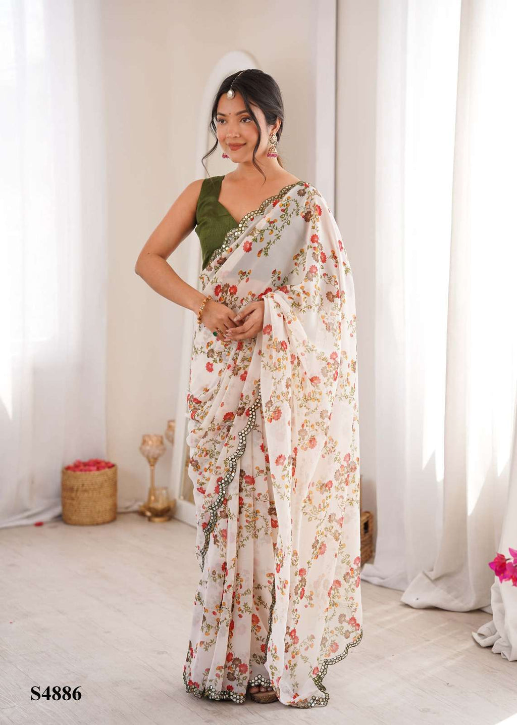 Mahotsav Aamani Georgette Printed Saree