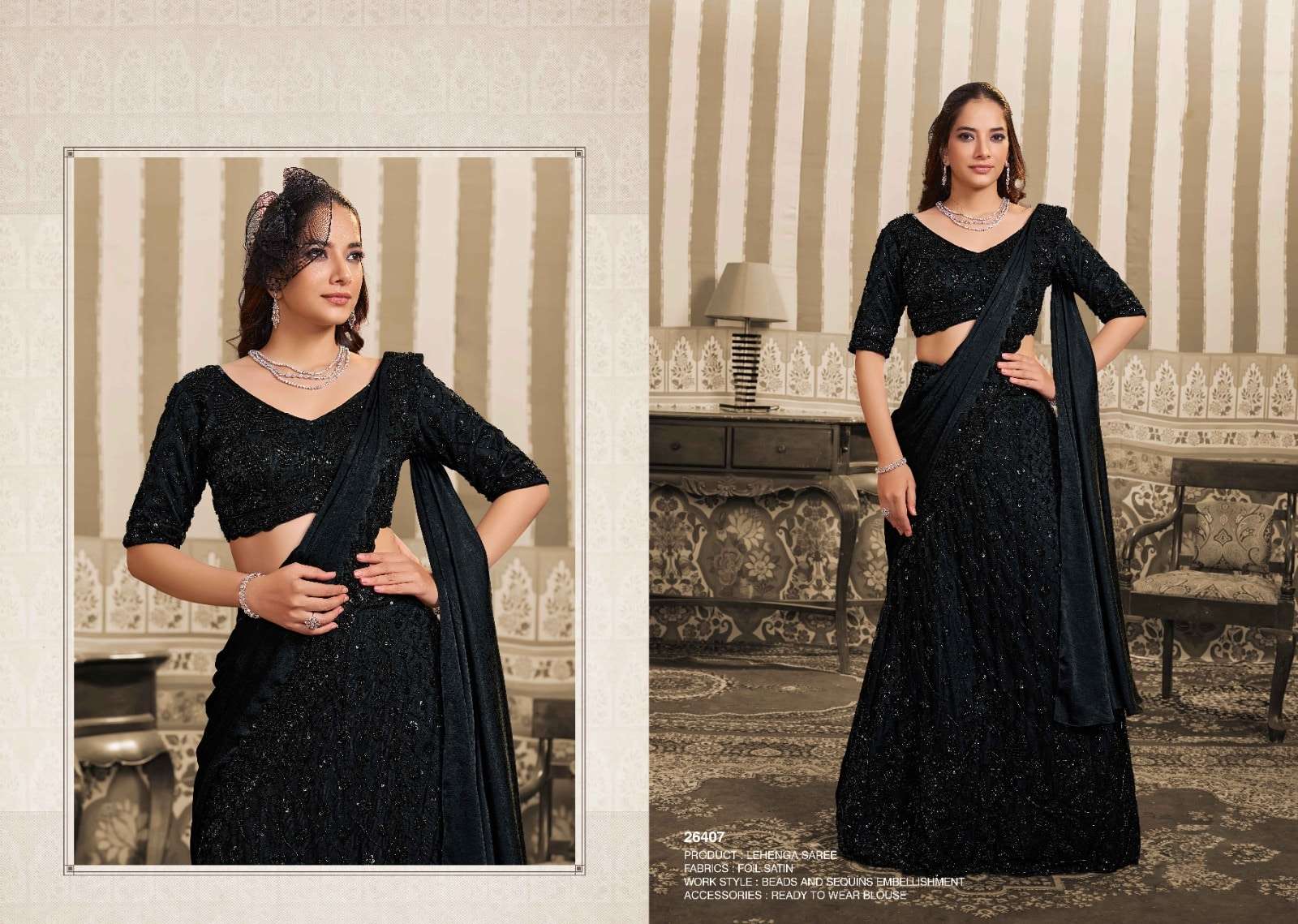 Mahotsav Mohmanthan 26400 Stella Foil Satin Embroidery Saree