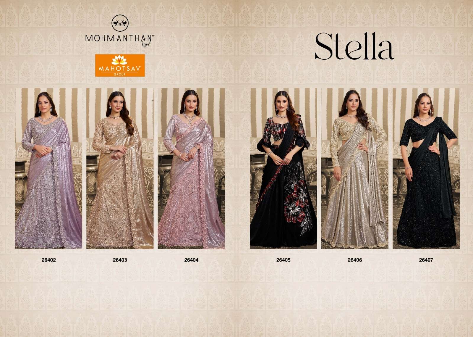 Mahotsav Mohmanthan 26400 Stella Foil Satin Embroidery Saree
