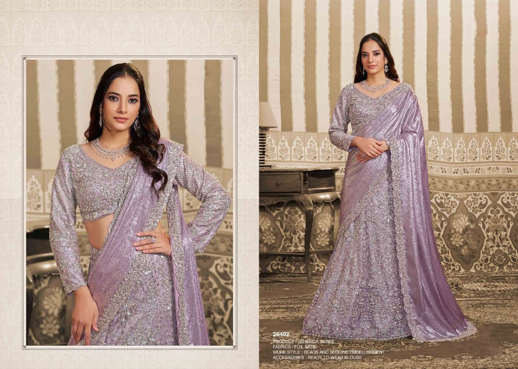 Mahotsav Mohmanthan 26400 Stella Foil Satin Embroidery Saree