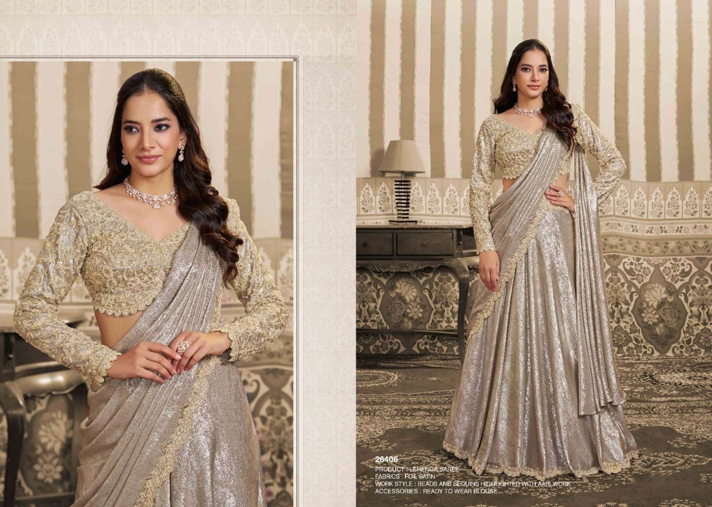 Mahotsav Mohmanthan 26400 Stella Foil Satin Embroidery Saree