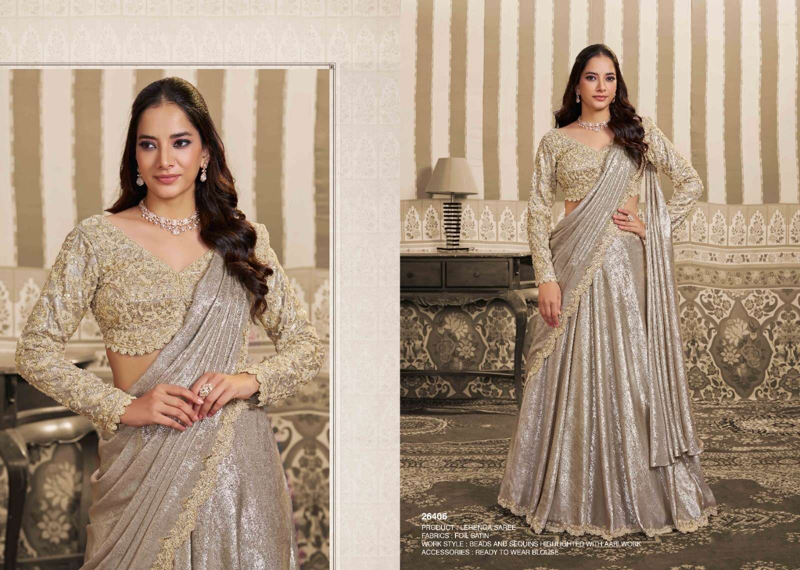 Mahotsav Mohmanthan 26400 Stella Foil Satin Embroidery Saree