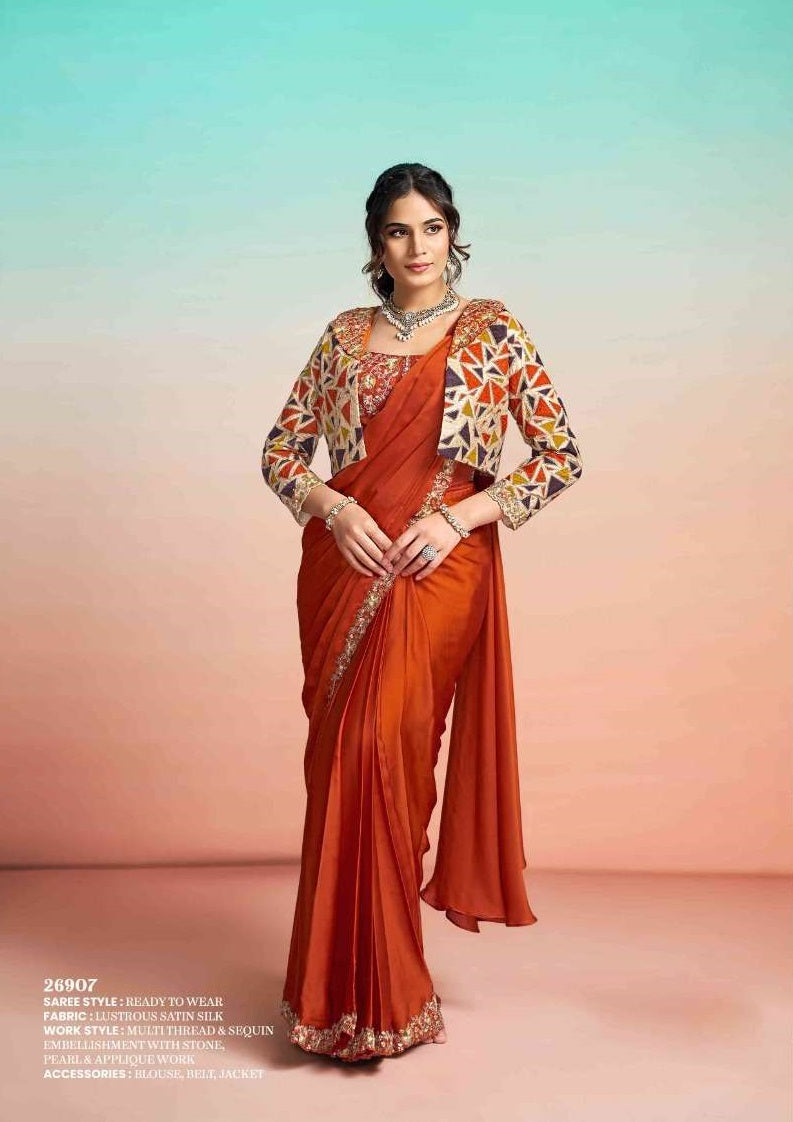 Mahotsav Mohmanthan Satin Silk Embroidered Saree