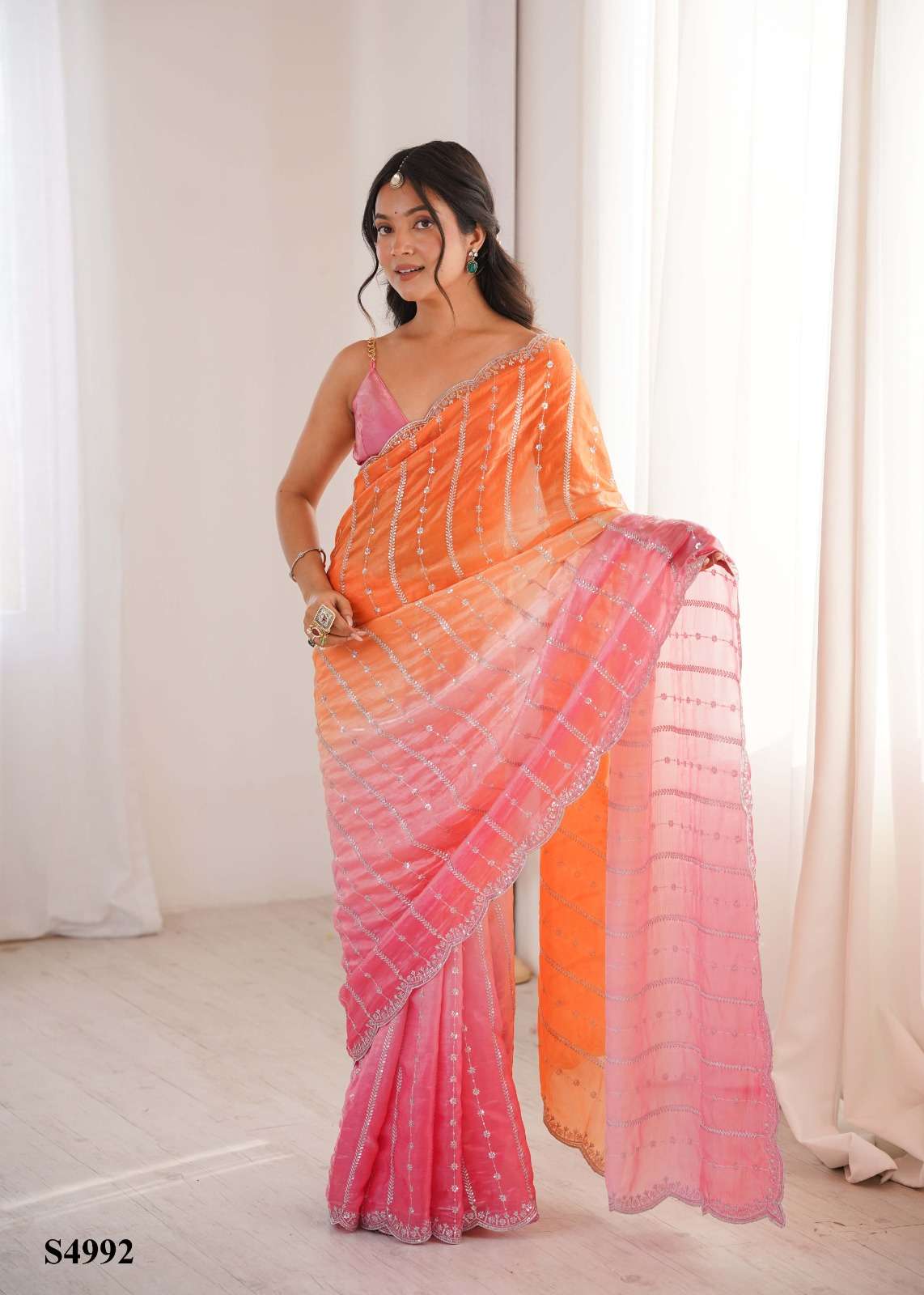 Mahotsav Neelu Fandy Satin Embroidery Saree Collection