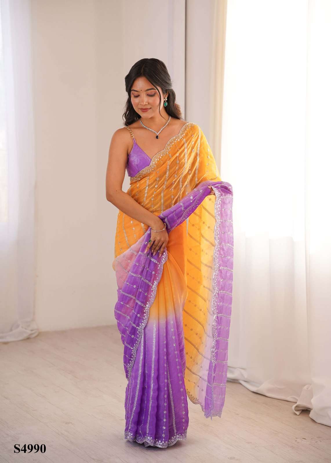 Mahotsav Neelu Fandy Satin Embroidery Saree Collection