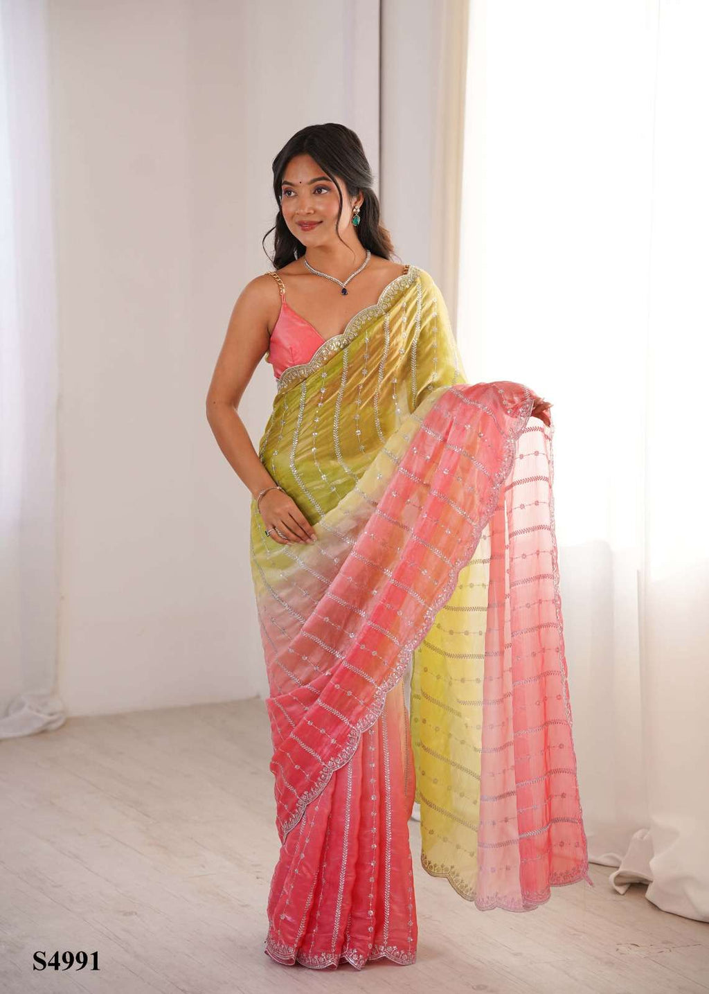 Mahotsav Neelu Fandy Satin Embroidery Saree Collection