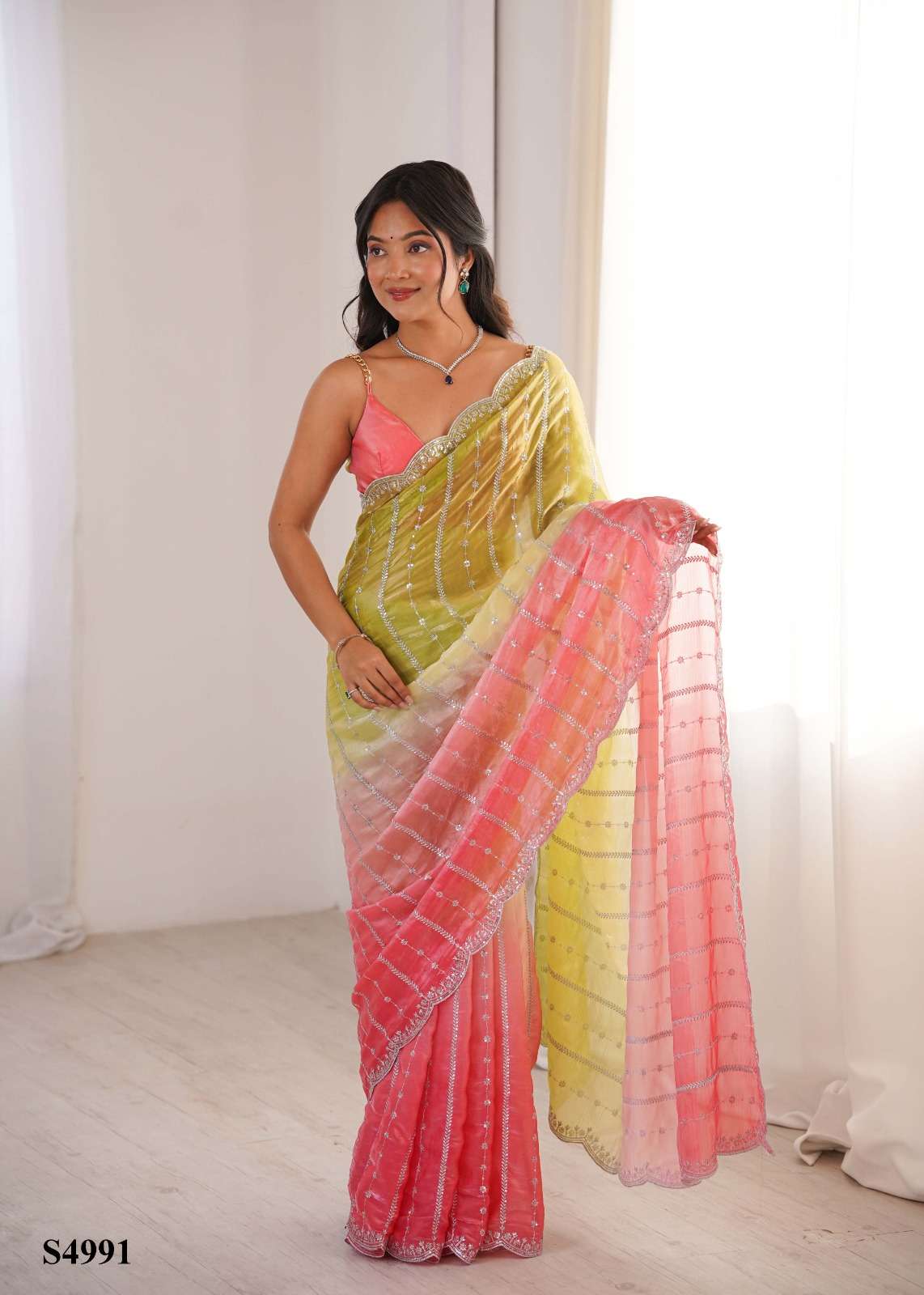 Mahotsav Neelu Fandy Satin Embroidery Saree Collection
