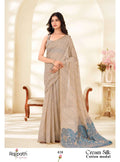 Rajpath Cream Silk Modal Cotton Saree