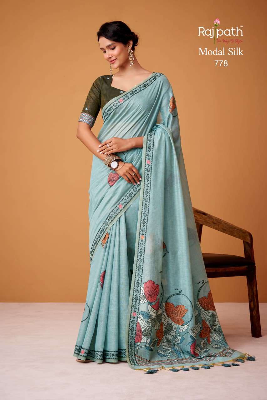 RAJPATH SILVER PEARLS Cotton Saree with Running Work Blouse Surat