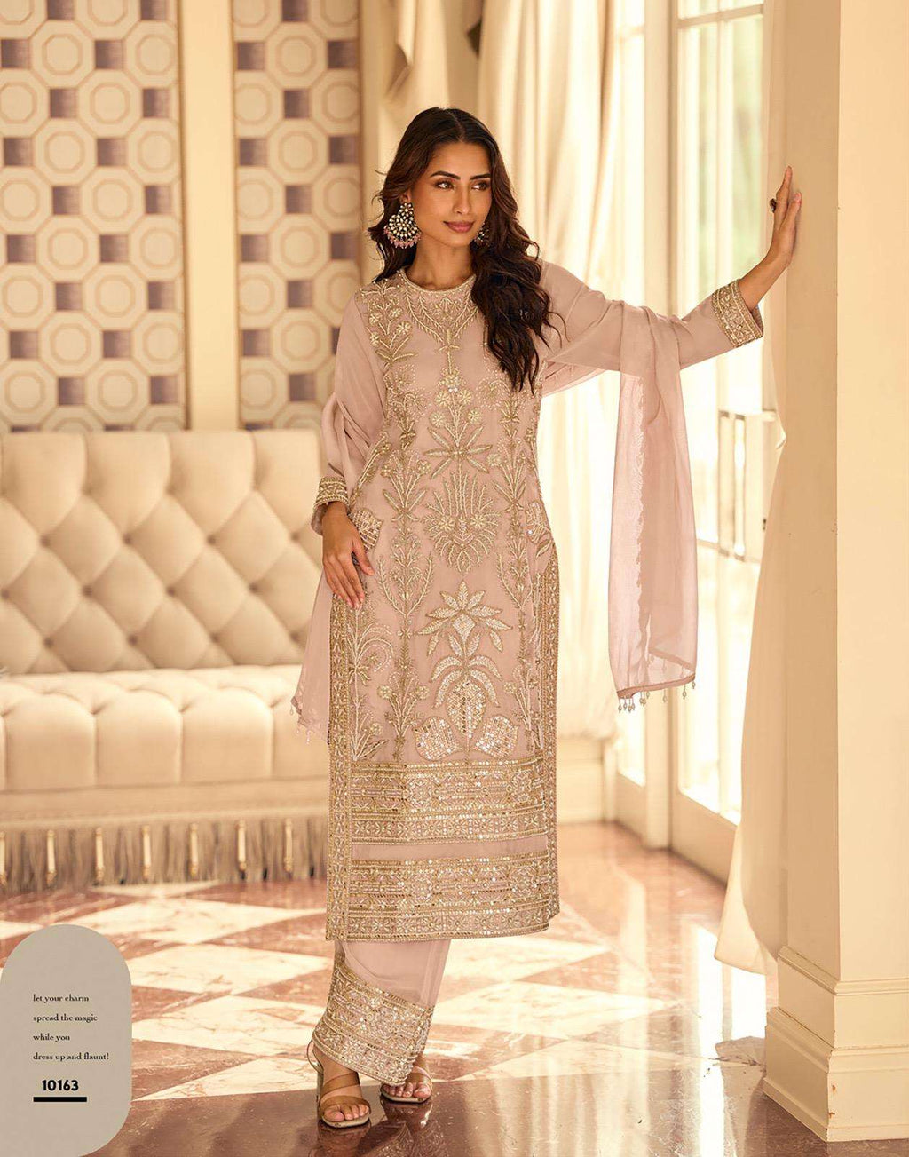 Sayuri Rishta Gold Georgette Dress Material