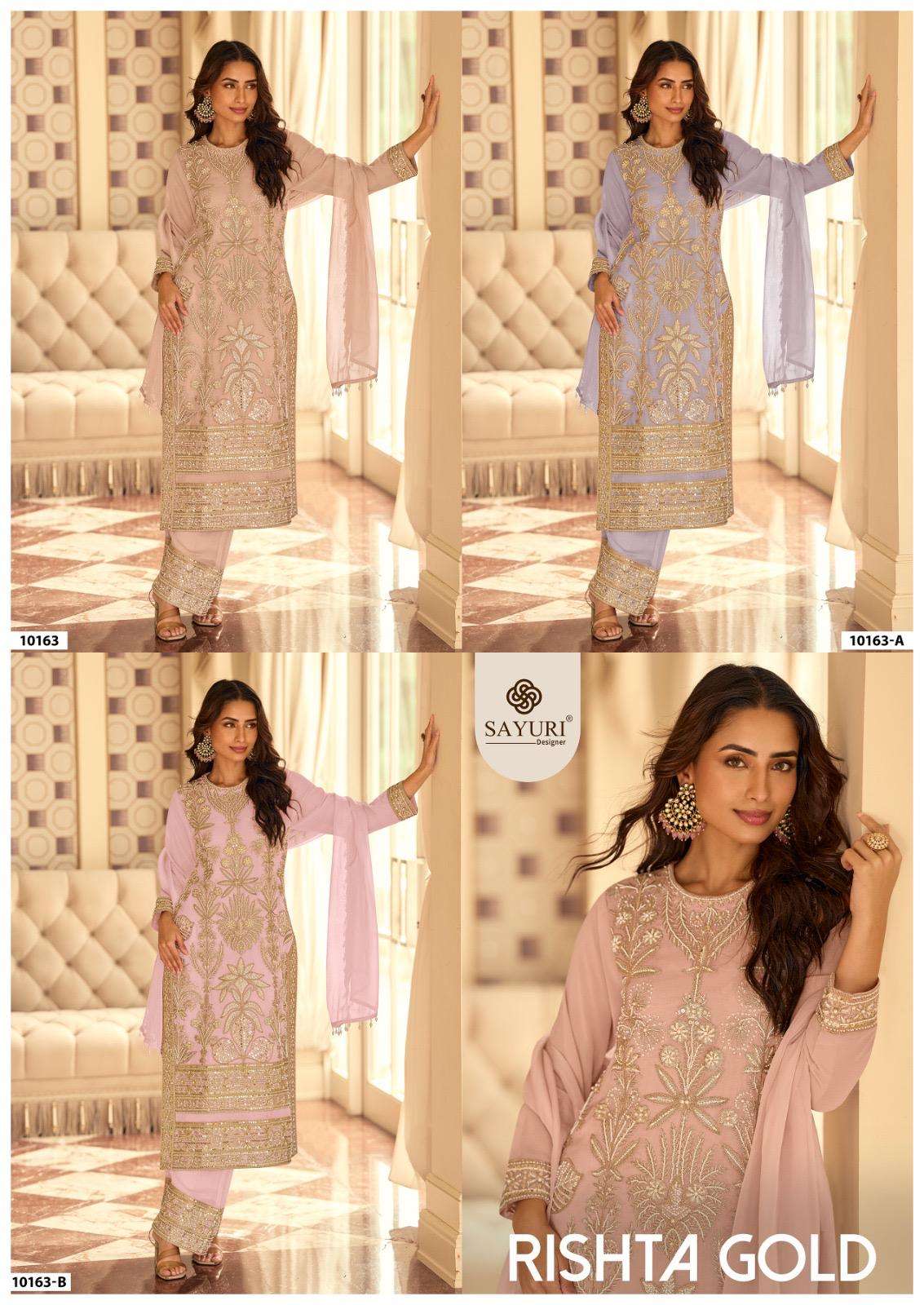 Sayuri Rishta Gold Georgette Dress Material